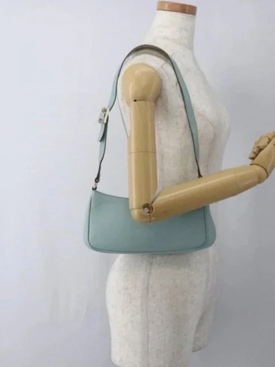 GUCCI Micro GG Canvas Shoulder Bag Leather Light Blue Gold 001 5155 Auth 173651 - Picture 14 of 16